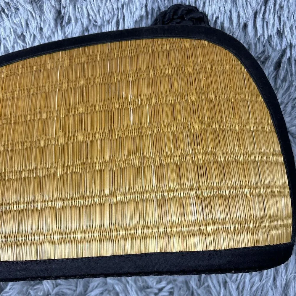 Sea Grass Woven Purse Saraye Tatami‎ Beige Green Straw Satchel Zipper Clamshell